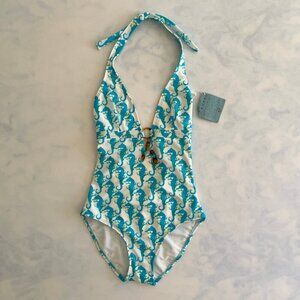 Letarte Maui NWT Seahorse Halter Retro Plunging Neckline One Piece Swimsuit